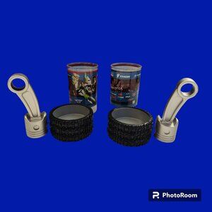 SET OF 2 - Monster Jam Extreme 4X4 drinking cups with Tire and piston holder